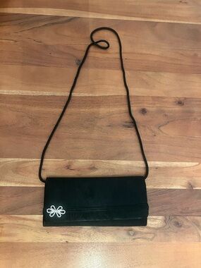 Classic Black Evening Clutch with Crystal Accent